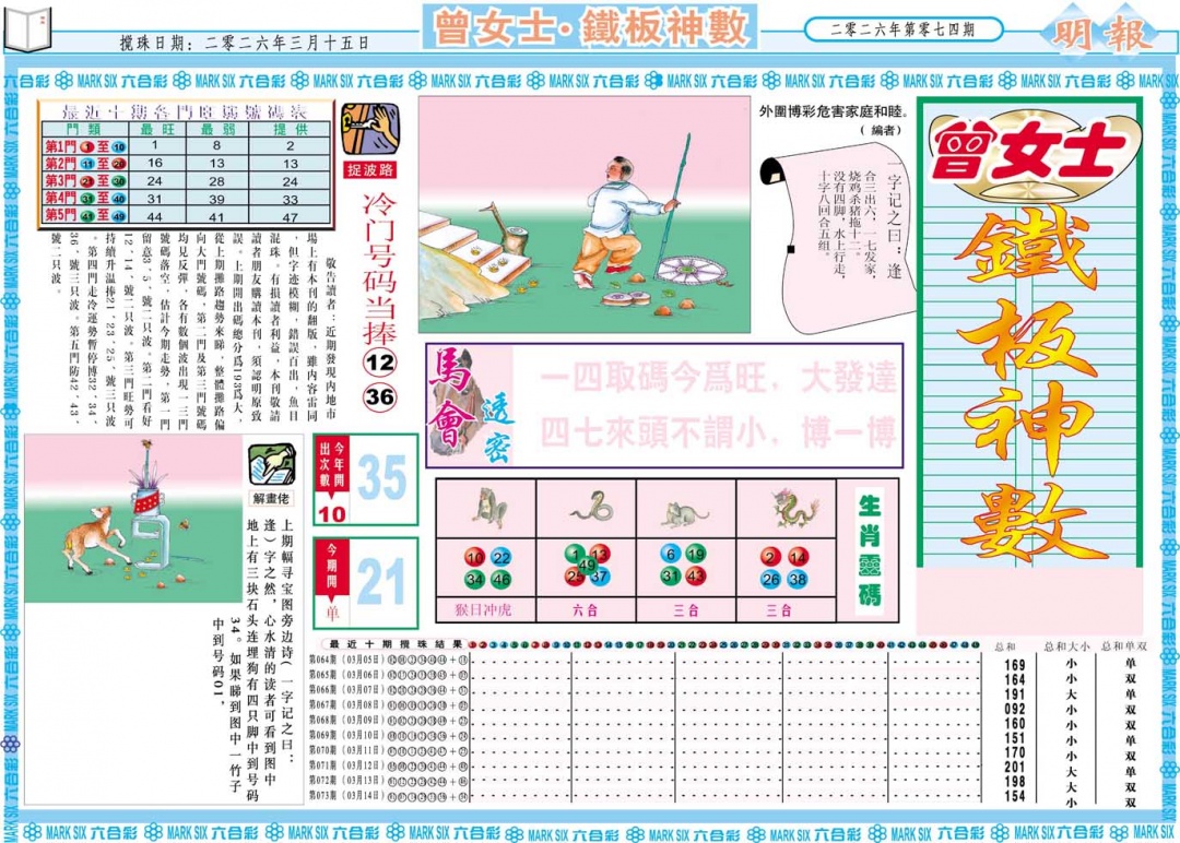 074期曾女士铁板神数A[图]