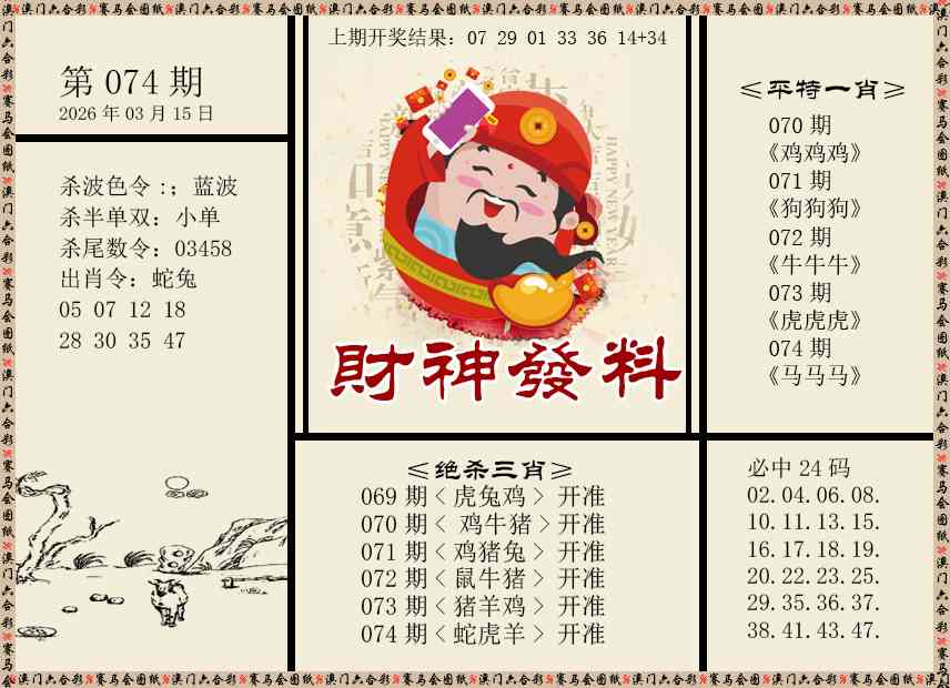 074期财神发料[图]