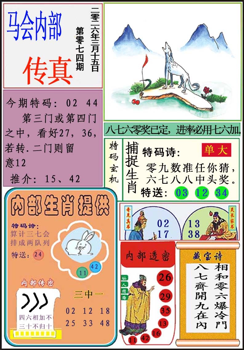 074期马会内部传真[图]