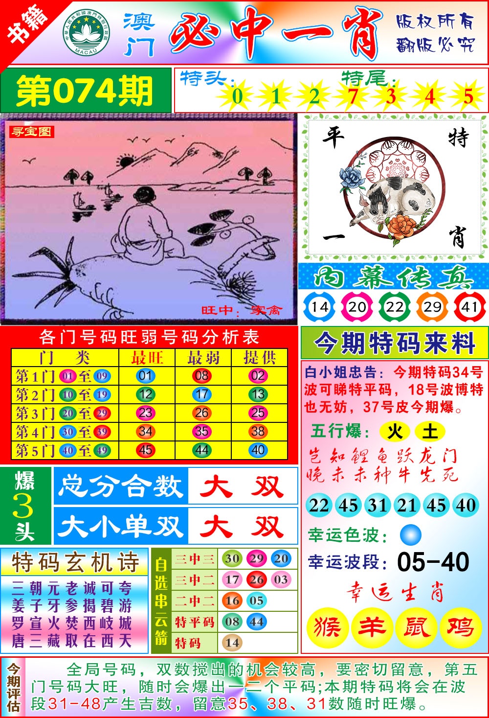 074期澳门玄机一特[图]