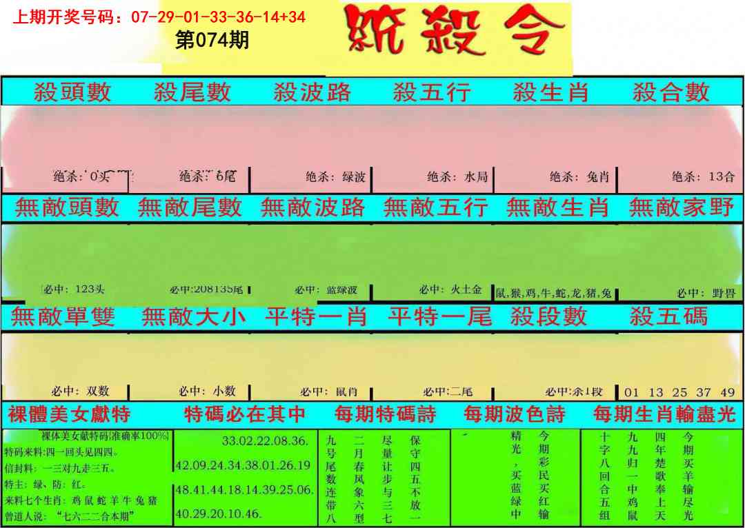 074期统杀令[图]