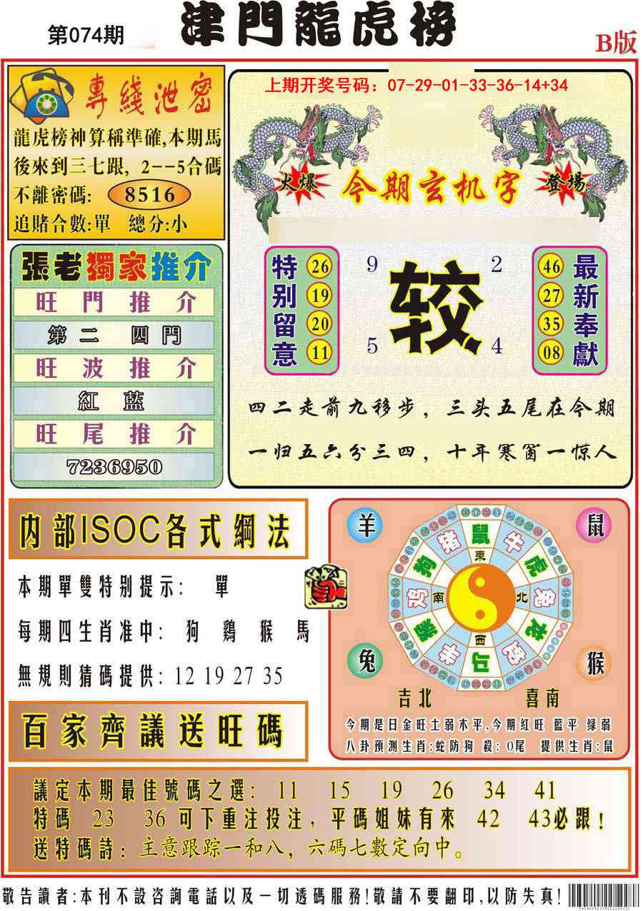 074期津门龙虎榜B[图]