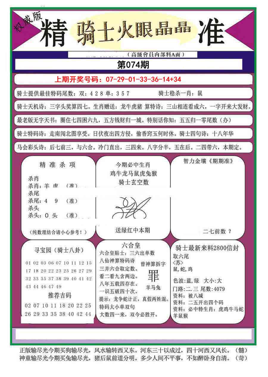 074期骑士火眼晶晶（正）[图]