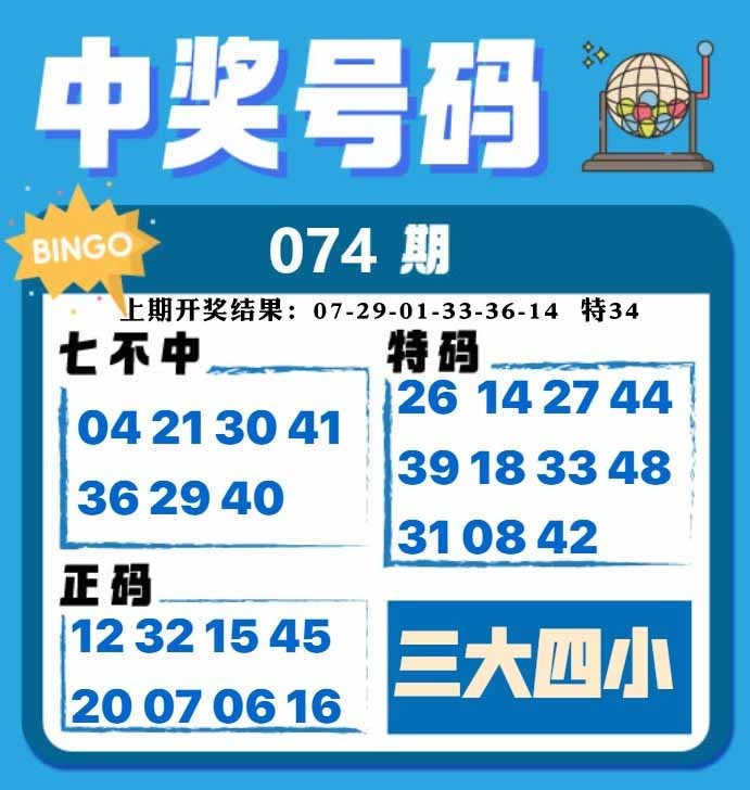 074期中奖号码[图]